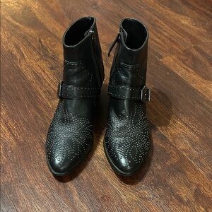 Zara Black Studded Leather Ankle Boots - Men's